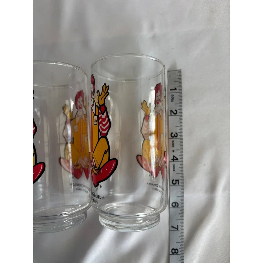 Vintage Ronald McDonald Collector Series Glass Cups Pair McDonald's‎